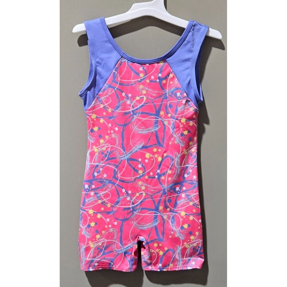 Cat & Jack Pink Scribbles Gymnastics Biketard Leotard w/ Shorts Bottom